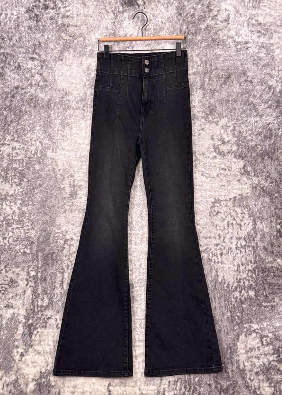 Free People Jeans 27 Womens Jayde Flare Black Wash Denim